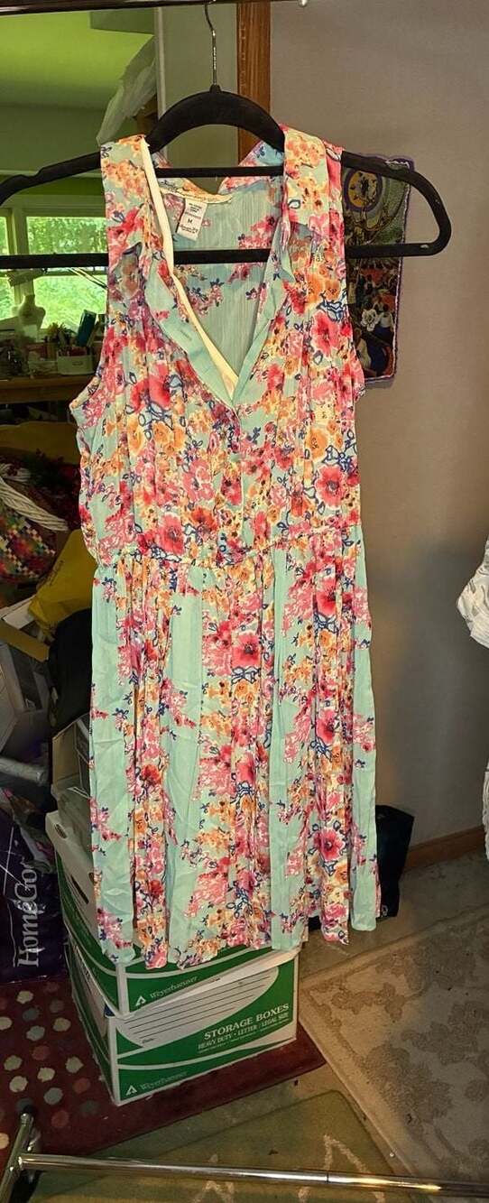 American Rag Cie Floral Sleeveless Split button neck Midi Dress